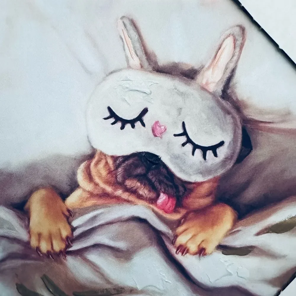 Sleeping Nap Dog Canvas Wall Art Painting Decor